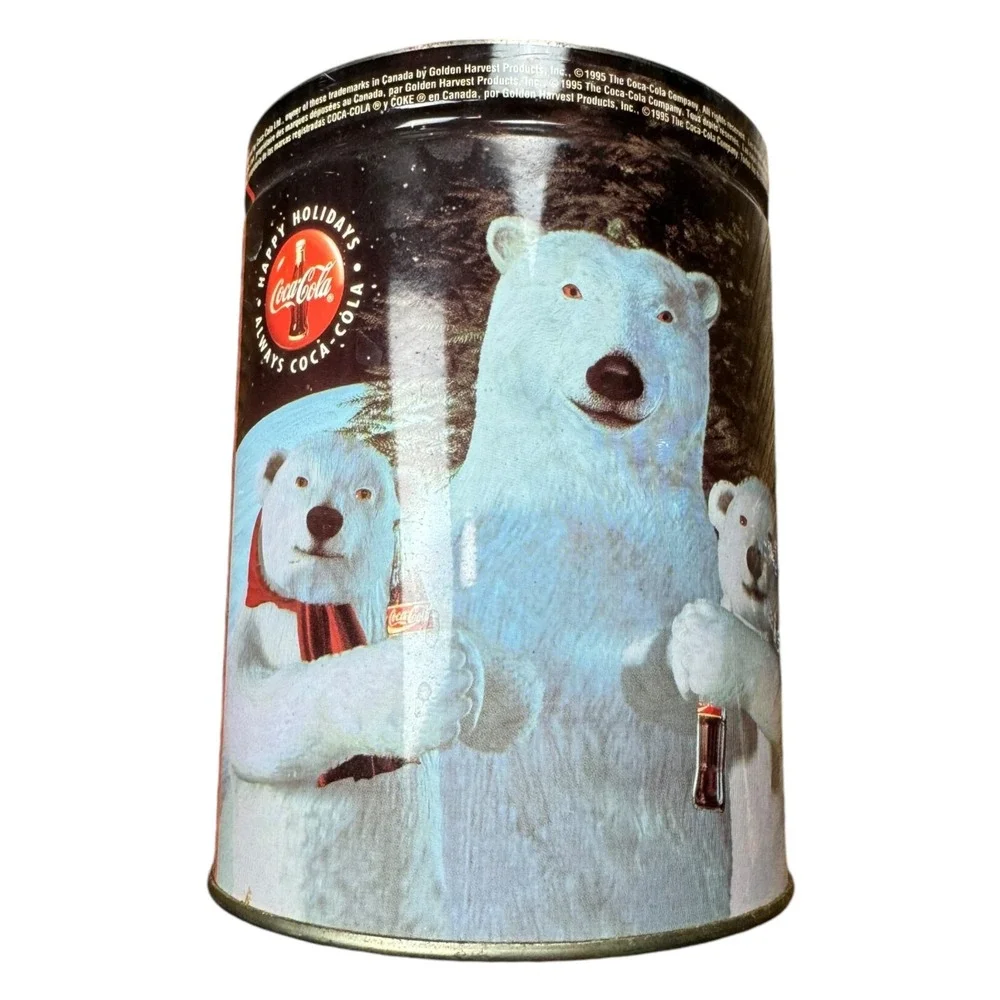 Coca-Cola Tin Can Unisex OS Multicolor Good 1995 Happy Holidays Polar Bear Cubs